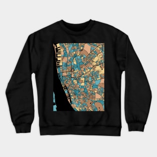 Liverpool Map Pattern in Mid Century Pastel Crewneck Sweatshirt